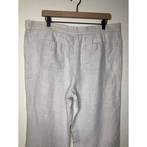 Talbots 100% Linen Drawstring Pants Women's 16P Beige Cropped Relaxed Fit Casual - Picture 13 of 16